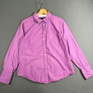 Tommy Hilfiger Oxford Button Up Shirt Womens Large Purple Cotton Long Sleeve